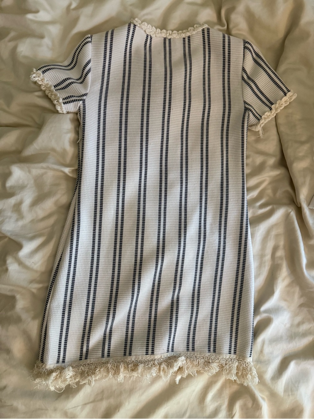 SAYLOR Cream and Black Striped Tassel-Trim Dress - Picture 9 of 11